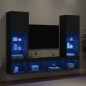 vidaXL Muebles de TV de pared con LED 5 pzas madera ingeniería negro vidaXL Muebles de TV de pared con LED 5 pzas madera ingeniería negro