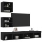 vidaXL Muebles de TV de pared con LED 5 pzas madera ingeniería negro vidaXL Muebles de TV de pared con LED 5 pzas madera ingeniería negro