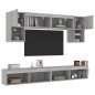 vidaXL Muebles TV pared con LED 6 pzas madera ingeniería gris Sonoma vidaXL Muebles TV pared con LED 6 pzas madera ingeniería gris Sonoma