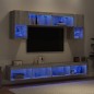 vidaXL Muebles TV pared con LED 6 pzas madera ingeniería gris Sonoma vidaXL Muebles TV pared con LED 6 pzas madera ingeniería gris Sonoma