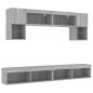vidaXL Muebles TV pared con LED 6 pzas madera ingeniería gris Sonoma vidaXL Muebles TV pared con LED 6 pzas madera ingeniería gris Sonoma