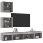 vidaXL Muebles TV pared con LED 5 pzas madera ingeniería gris Sonoma vidaXL Muebles TV pared con LED 5 pzas madera ingeniería gris Sonoma