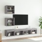 vidaXL Muebles TV pared con LED 5 pzas madera ingeniería gris Sonoma vidaXL Muebles TV pared con LED 5 pzas madera ingeniería gris Sonoma