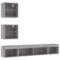 vidaXL Muebles TV pared con LED 5 pzas madera ingeniería gris Sonoma vidaXL Muebles TV pared con LED 5 pzas madera ingeniería gris Sonoma