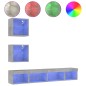 vidaXL Muebles TV pared con LED 5 pzas madera ingeniería gris hormigón