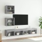 vidaXL Muebles TV pared con LED 5 pzas madera ingeniería gris hormigón