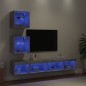 vidaXL Muebles TV pared con LED 5 pzas madera ingeniería gris hormigón