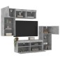 vidaXL Muebles TV pared con LED 5 pzas madera ingeniería gris hormigón