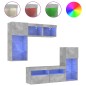 vidaXL Muebles TV pared con LED 5 pzas madera ingeniería gris hormigón