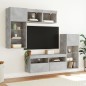 vidaXL Muebles TV pared con LED 5 pzas madera ingeniería gris hormigón