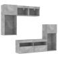vidaXL Muebles TV pared con LED 5 pzas madera ingeniería gris hormigón