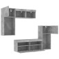 vidaXL Muebles TV pared con LED 5 pzas madera ingeniería gris hormigón