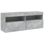 vidaXL Muebles TV pared con LED 5 pzas madera ingeniería gris hormigón