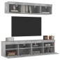 vidaXL Muebles TV pared con LED 5 pzas madera ingeniería gris hormigón