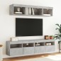 vidaXL Muebles TV pared con LED 5 pzas madera ingeniería gris hormigón