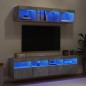 vidaXL Muebles TV pared con LED 5 pzas madera ingeniería gris hormigón