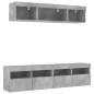 vidaXL Muebles TV pared con LED 5 pzas madera ingeniería gris hormigón