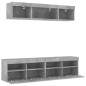 vidaXL Muebles TV pared con LED 5 pzas madera ingeniería gris hormigón
