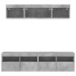 vidaXL Muebles TV pared con LED 5 pzas madera ingeniería gris hormigón