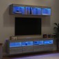 vidaXL Muebles TV pared con LED 5 pzas madera ingeniería gris Sonoma vidaXL Muebles TV pared con LED 5 pzas madera ingeniería gris Sonoma