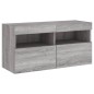 vidaXL Muebles TV pared con LED 5 pzas madera ingeniería gris Sonoma vidaXL Muebles TV pared con LED 5 pzas madera ingeniería gris Sonoma