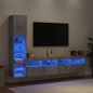 vidaXL Muebles TV pared con LED 4 pzas madera ingeniería gris hormigón vidaXL Muebles TV pared con LED 4 pzas madera ingeniería gris hormigón