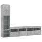 vidaXL Muebles TV pared con LED 4 pzas madera ingeniería gris hormigón vidaXL Muebles TV pared con LED 4 pzas madera ingeniería gris hormigón