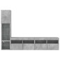 vidaXL Muebles TV pared con LED 4 pzas madera ingeniería gris hormigón vidaXL Muebles TV pared con LED 4 pzas madera ingeniería gris hormigón