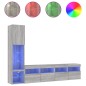 vidaXL Muebles TV pared con LED 4 pzas madera ingeniería gris Sonoma