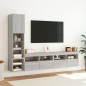 vidaXL Muebles TV pared con LED 4 pzas madera ingeniería gris Sonoma