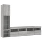 vidaXL Muebles TV pared con LED 4 pzas madera ingeniería gris Sonoma