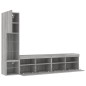vidaXL Muebles TV pared con LED 4 pzas madera ingeniería gris Sonoma