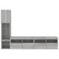 vidaXL Muebles TV pared con LED 4 pzas madera ingeniería gris Sonoma