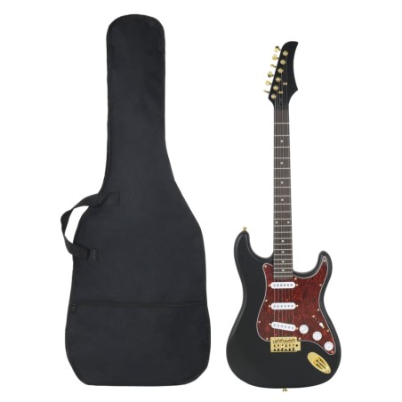 vidaXL Guitarra eléctrica principiantes con funda negro dorado 4/4 39"