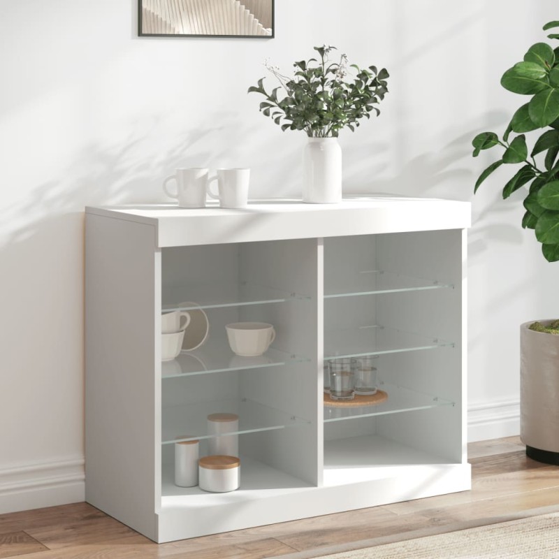 vidaXL Aparador con luces LED blanco 81x37x67 cm vidaXL Aparador con luces LED blanco 81x37x67 cm