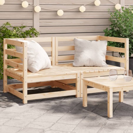 vidaXL Sofás esquineros de jardín 2 uds madera maciza pino 70x70x67 cm