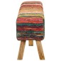 vidaXL Banco de tela chindi y madera maciza de mango multicolor 160 cm