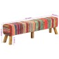 vidaXL Banco de tela chindi y madera maciza de mango multicolor 160 cm