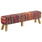 vidaXL Banco de tela chindi y madera maciza de mango multicolor 160 cm