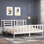 vidaXL Estructura cama de matrimonio con cabecero madera maciza blanco vidaXL Estructura cama de matrimonio con cabecero madera maciza blanco