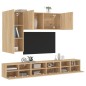 vidaXL Muebles de TV de pared 5 pzas madera de ingeniería roble Sonoma vidaXL Muebles de TV de pared 5 pzas madera de ingeniería roble Sonoma