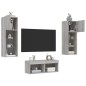 vidaXL Muebles de TV de pared con luces LED 4 piezas gris Sonoma vidaXL Muebles de TV de pared con luces LED 4 piezas gris Sonoma