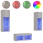 vidaXL Muebles de TV de pared con luces LED 4 piezas gris Sonoma vidaXL Muebles de TV de pared con luces LED 4 piezas gris Sonoma