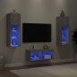 vidaXL Muebles de TV de pared con luces LED 4 piezas gris Sonoma vidaXL Muebles de TV de pared con luces LED 4 piezas gris Sonoma
