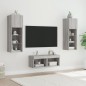 vidaXL Muebles de TV de pared con luces LED 4 piezas gris Sonoma vidaXL Muebles de TV de pared con luces LED 4 piezas gris Sonoma