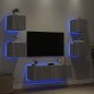 vidaXL Muebles de TV de pared con luces LED 5 piezas gris Sonoma vidaXL Muebles de TV de pared con luces LED 5 piezas gris Sonoma