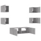 vidaXL Muebles de TV de pared con luces LED 5 piezas gris Sonoma vidaXL Muebles de TV de pared con luces LED 5 piezas gris Sonoma