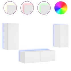 vidaXL Muebles de TV de pared con luces LED 3 piezas blanco