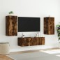 vidaXL Muebles de TV de pared con luces LED 3 piezas roble ahumado vidaXL Muebles de TV de pared con luces LED 3 piezas roble ahumado