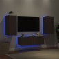 vidaXL Muebles de TV de pared con luces LED 3 piezas marrón roble